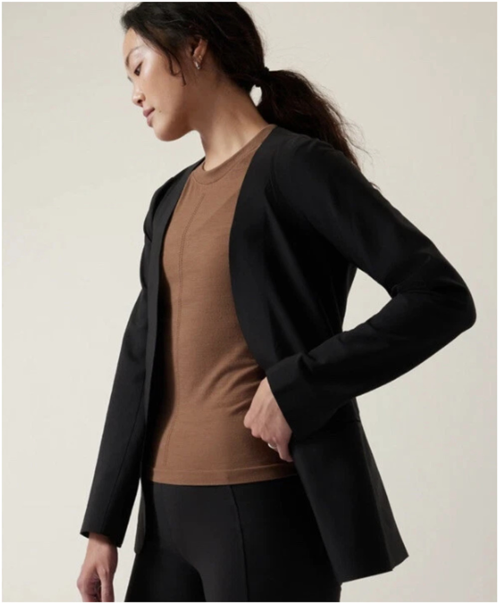 Athleta Avenue Blazer Jacket Womens 0 Black Euroluxe Career Office UPF 982816